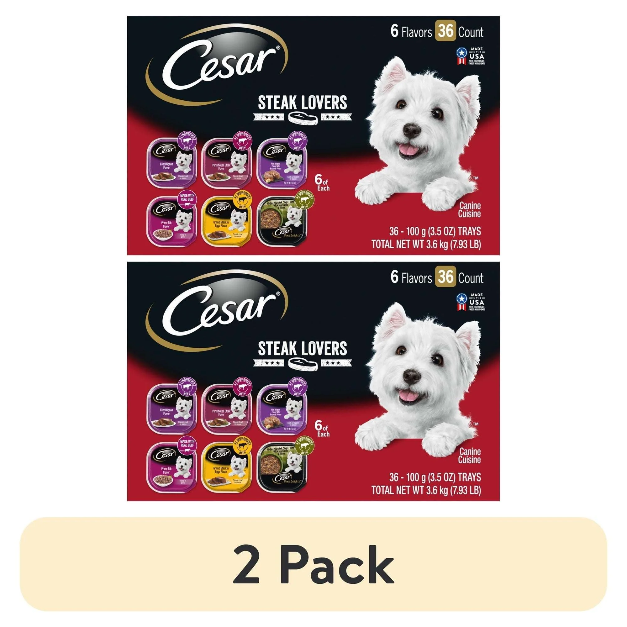 Cesar Steak Lovers Wet Dog Food Variety Pack, 3.5 Oz Trays (36 Pack) - Image 9