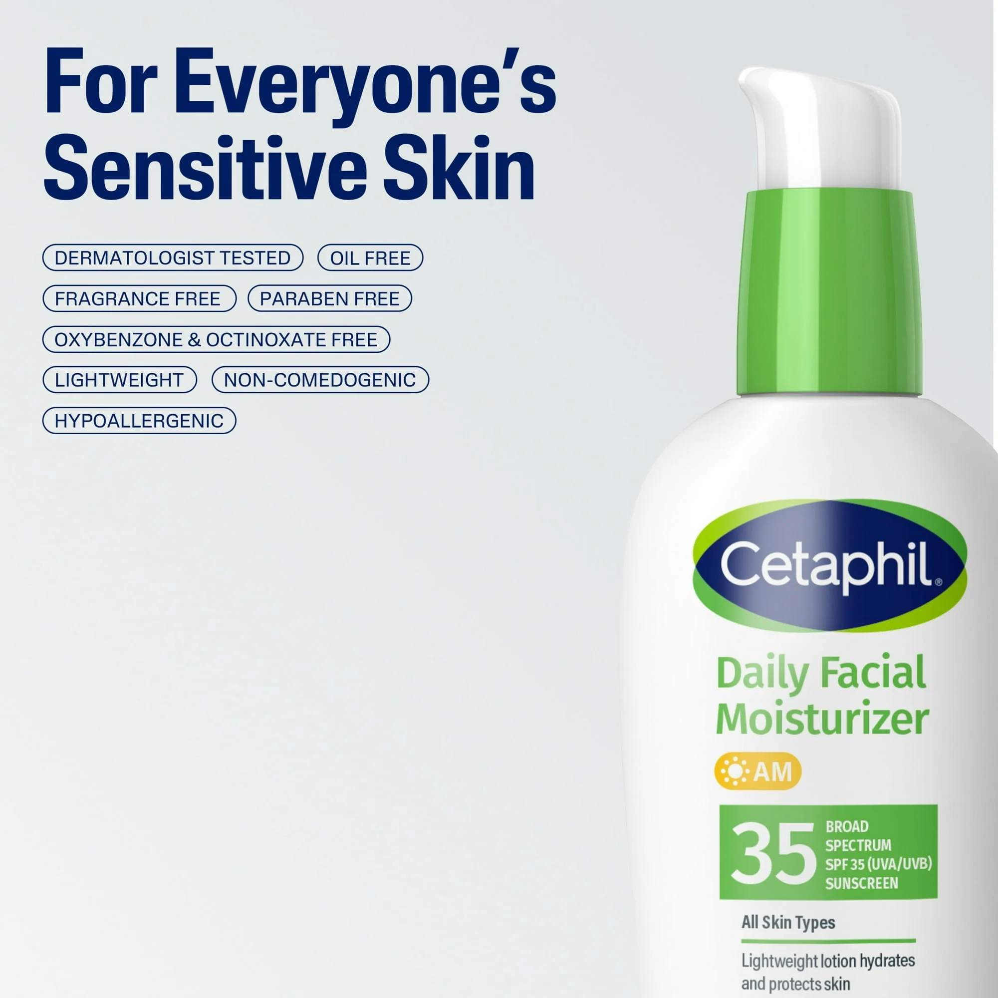 Cetaphil Daily Facial Moisturizer Lotion for Sensitive Skin Care, Broad Spectrum SPF 35, 3 fl oz - Image 5