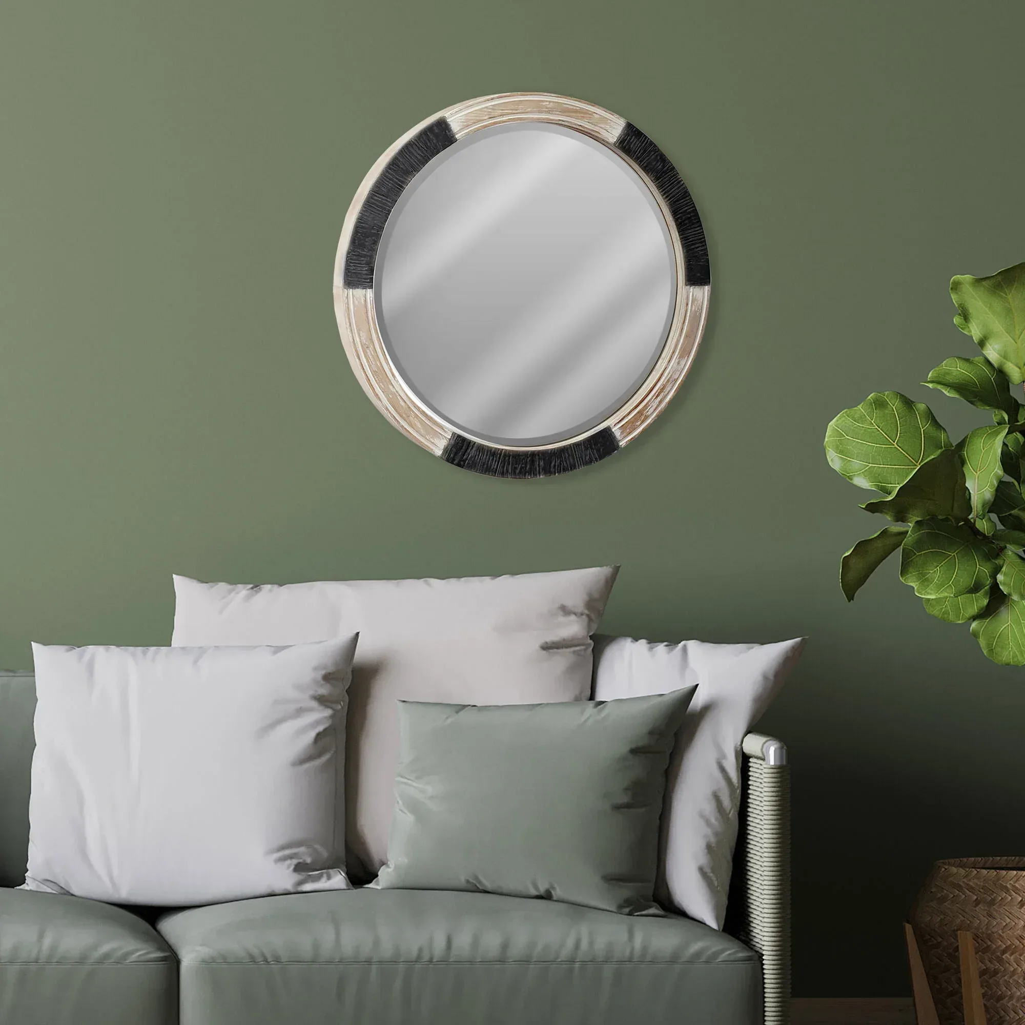 Chadwick 30" Round Wood Mirror - Image 2