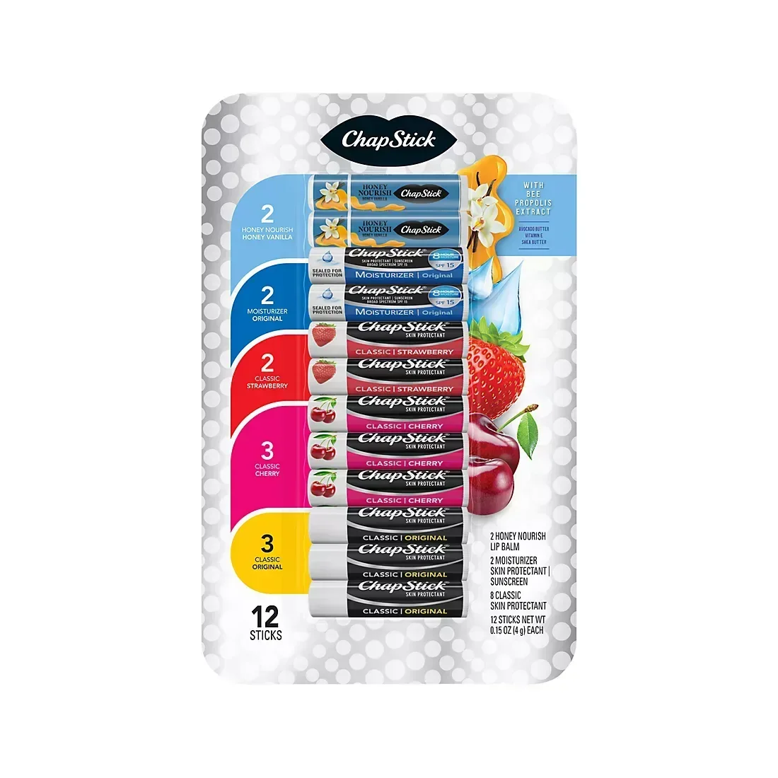 Chapstick Honey Vanilla Nourish & Classic Original Collection, 12 ct./1.5 oz.