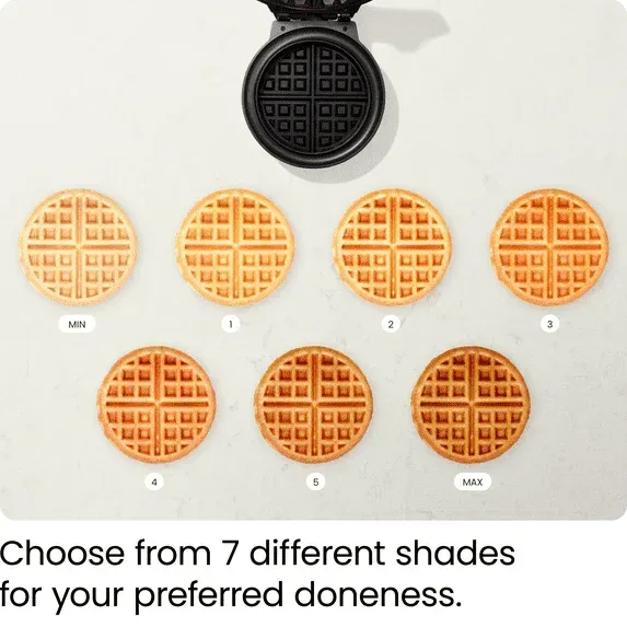 Chefman Anti-Overflow Belgian Waffle Maker w/ Shade Selector, Non-Stick Plates - Black, New - Image 4