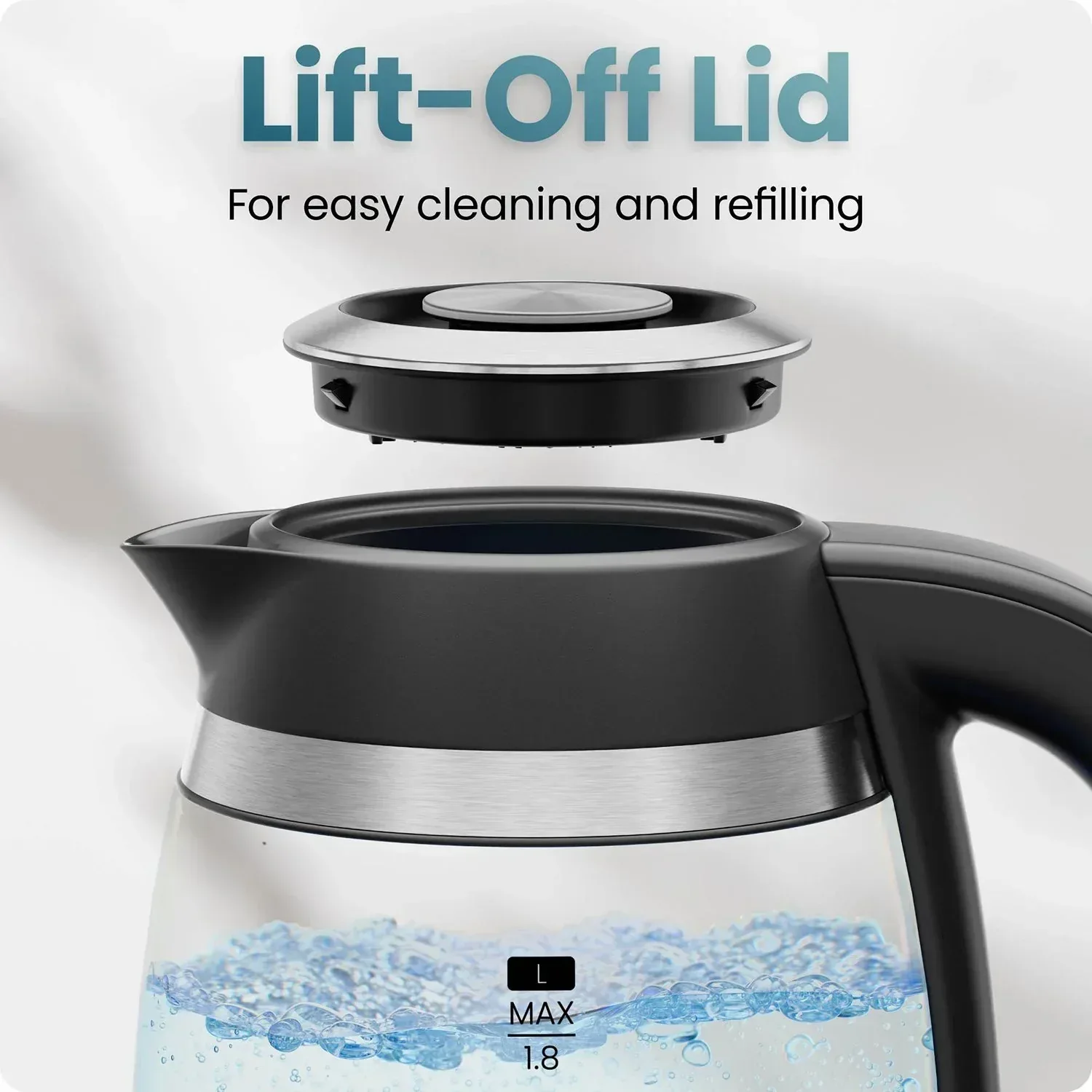 Chefman Fast-Boil 1.8L Electric Kettle, 1500W with Removable Tea Infuser - Image 5