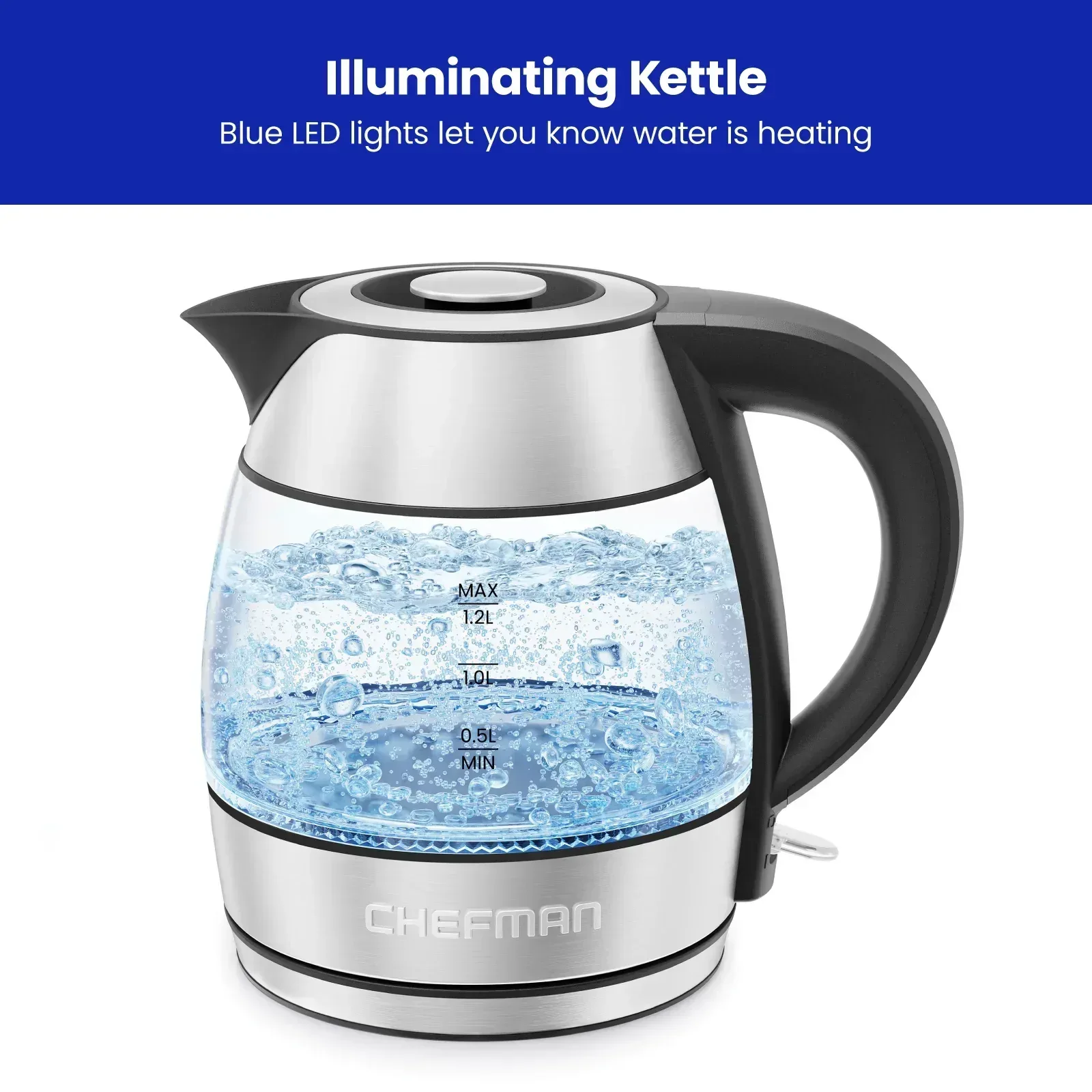 Chefman Rapid Boil 1.2L Electric Tea Kettle with Removable Lid - Stainless Steel - Image 10