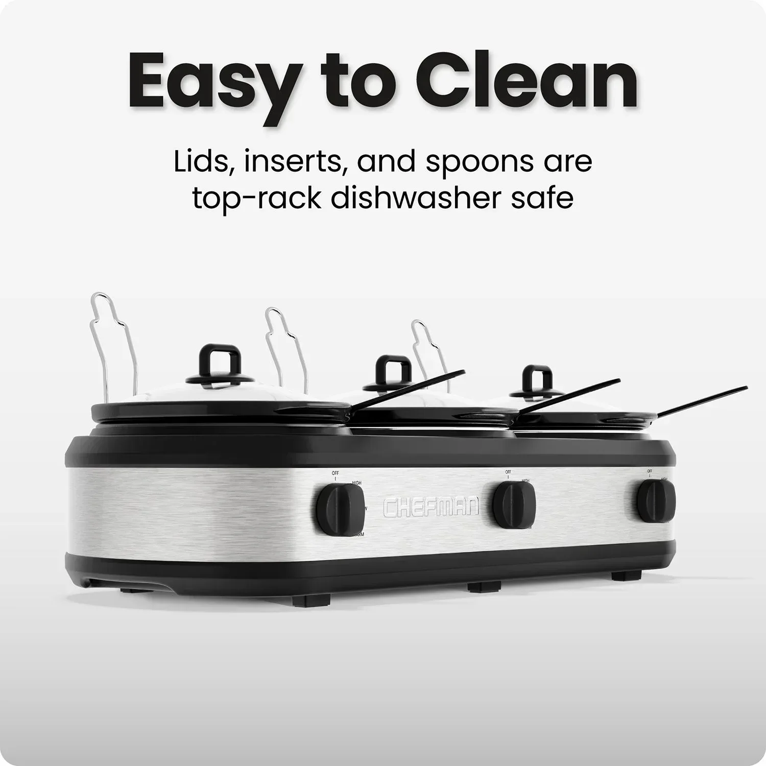 Chefman Stainless Steel Triple Slow Cooker & Buffet Server - Image 6