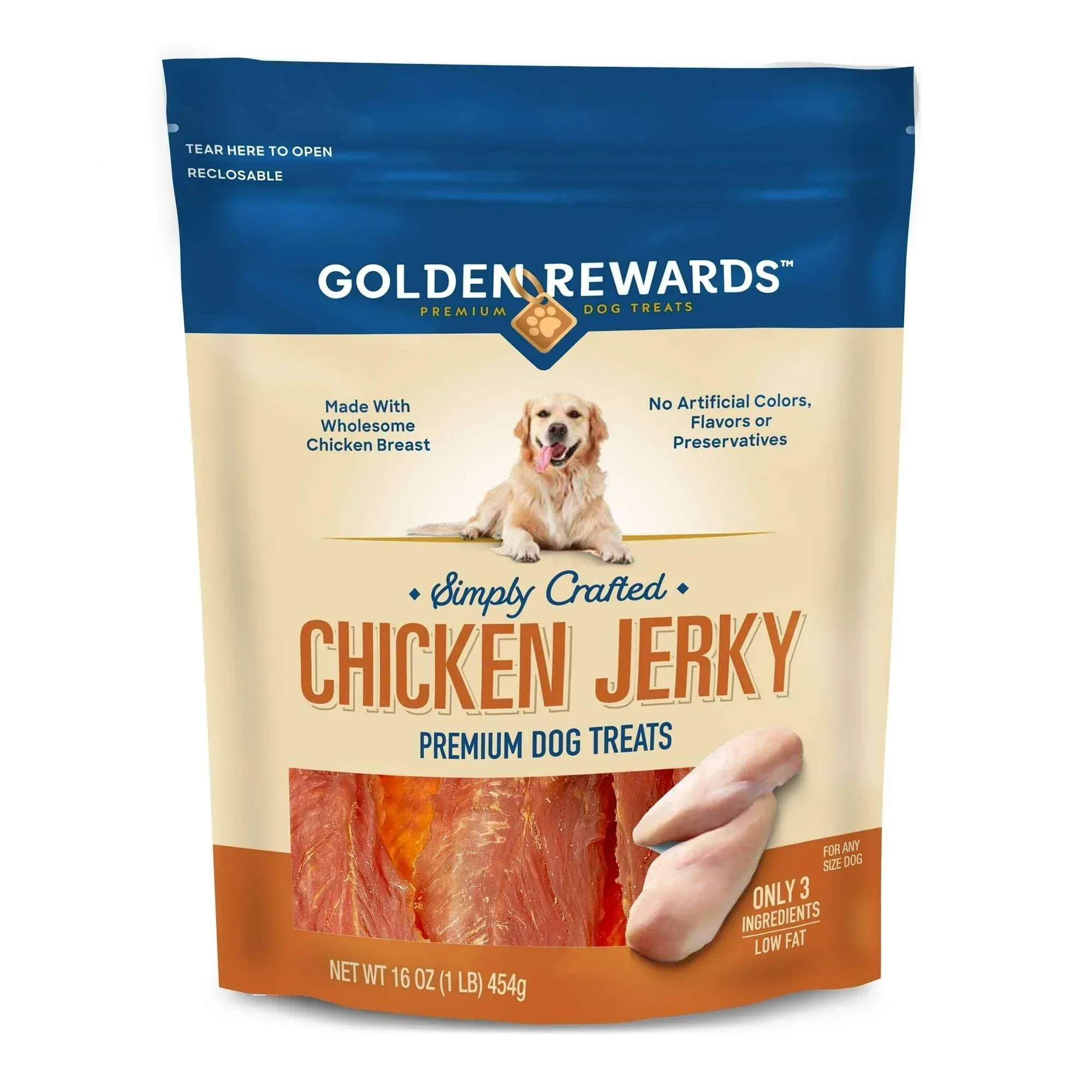 Golden Rewards Chicken Flavor Premium Dry Jerky Treats for All Dogs - Image 2