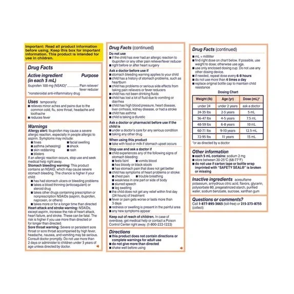 Children’s Motrin Ibuprofen Kids Medicine, Berry Flavored, 4 fl oz - Image 3