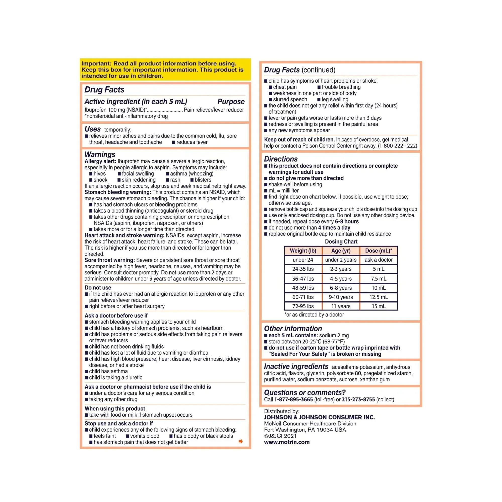 Children’s Motrin Ibuprofen Kids Medicine, Berry Flavored, 4 fl oz - Image 9