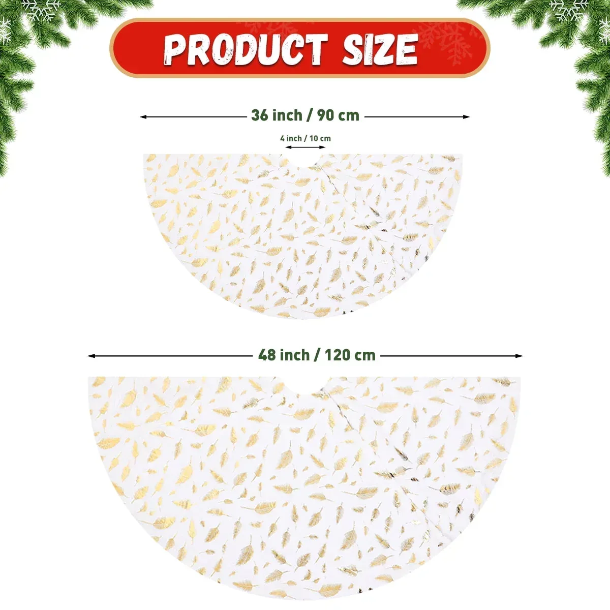 Christmas Tree Skirt 36 inch White Plush Skirts Christmas Decorations Indoor Faux Fur Christmas Ornaments Xmas Decorations for Merry Christmas Party, Feather - Image 7