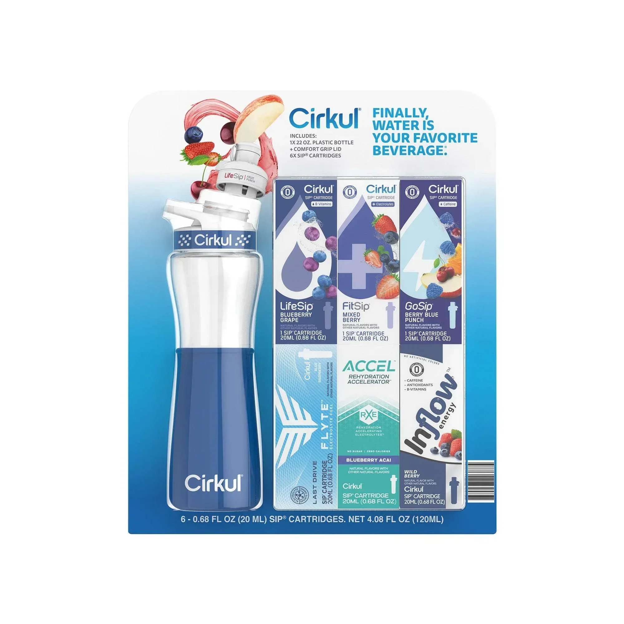 Cirkul 22 fl oz Plastic Bottle and Black Chill Sleeve Value Pack with 6 Flavor Cartridges - Image 11