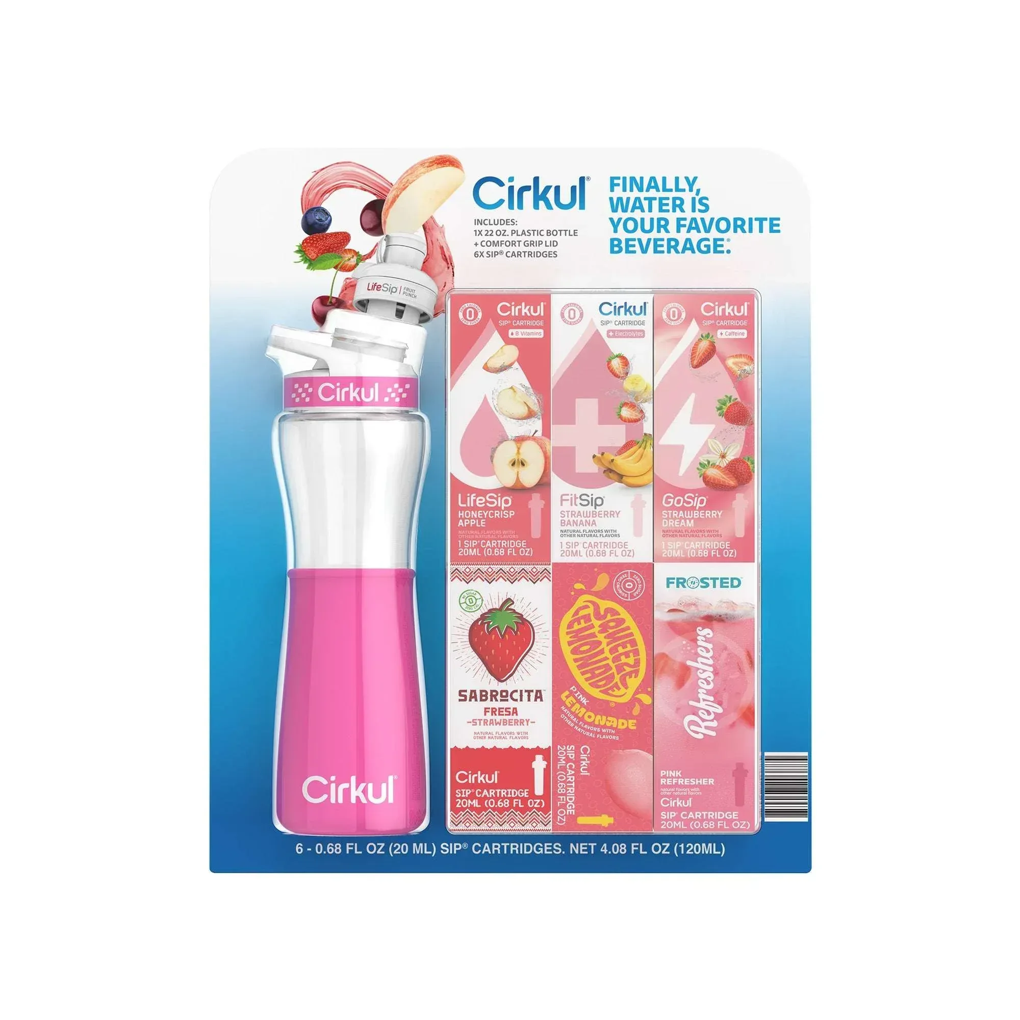 Cirkul 22 fl oz Plastic Bottle and Black Chill Sleeve Value Pack with 6 Flavor Cartridges - Image 12