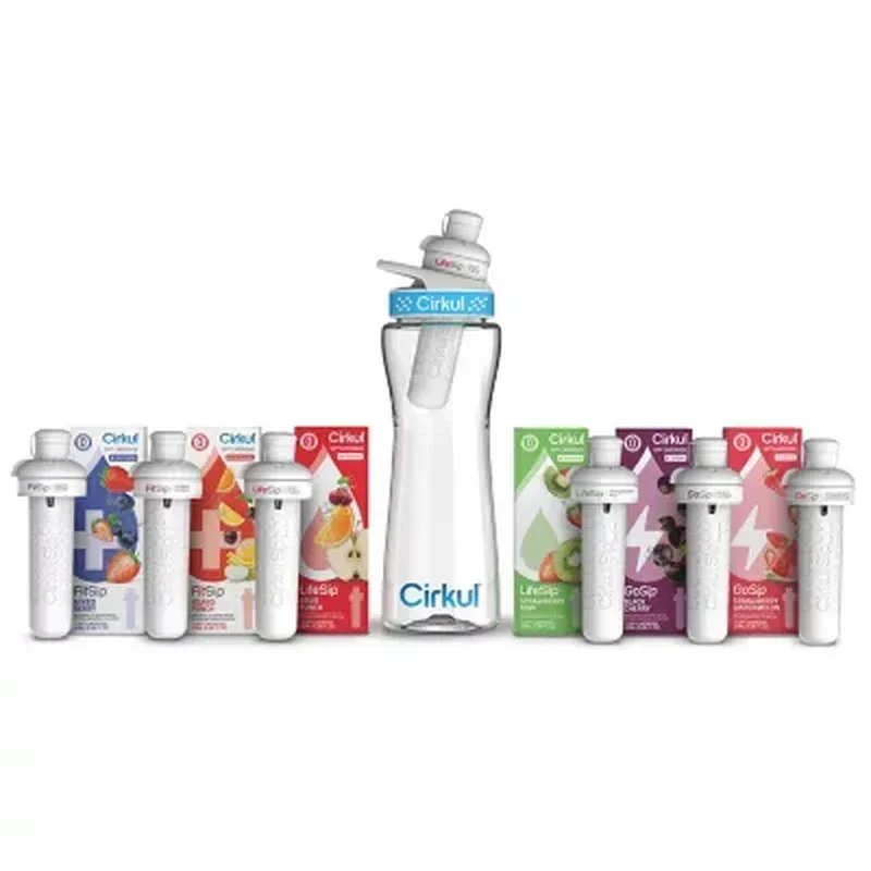 Cirkul 22-Oz. Plastic Water Bottle Starter Kit with Blue Lid + 6 Flavor Cartridges - Image 2