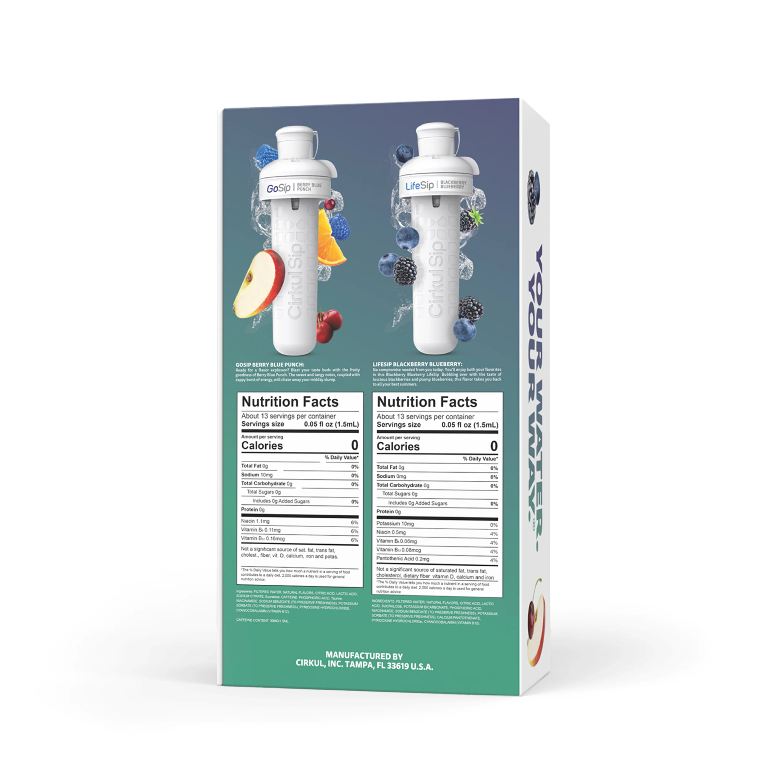Cirkul 32oz Chameleon Stainless Steel Starter Kit with Chameleon Cirkul Lid 2.0 and 2 Flavor Cartridges (Blackberry Blueberry & Berry Blue Punch) - Image 8