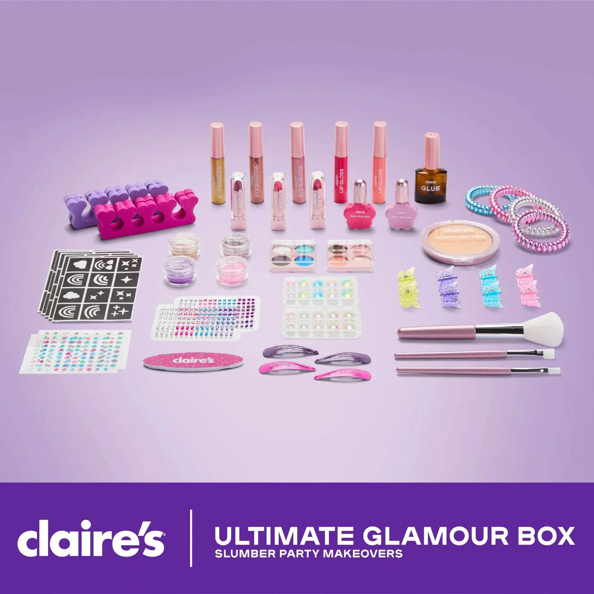 Claire’s® Ultimate Glamour Box Slumber Party Makeover Set, Kids Makeup Kit, Girls Slumber Party, Ages 8+ - Image 2