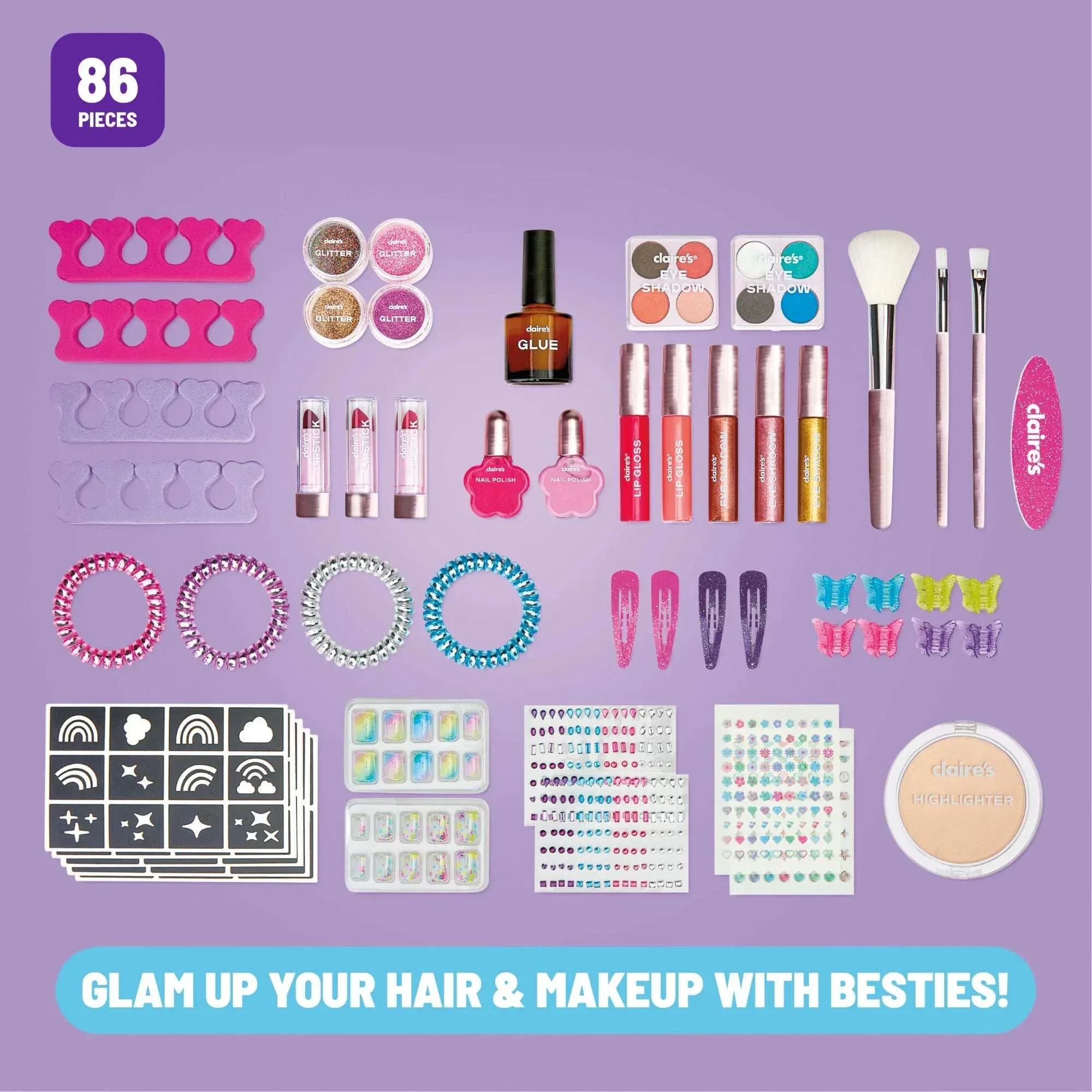 Claire’s® Ultimate Glamour Box Slumber Party Makeover Set, Kids Makeup Kit, Girls Slumber Party, Ages 8+ - Image 6