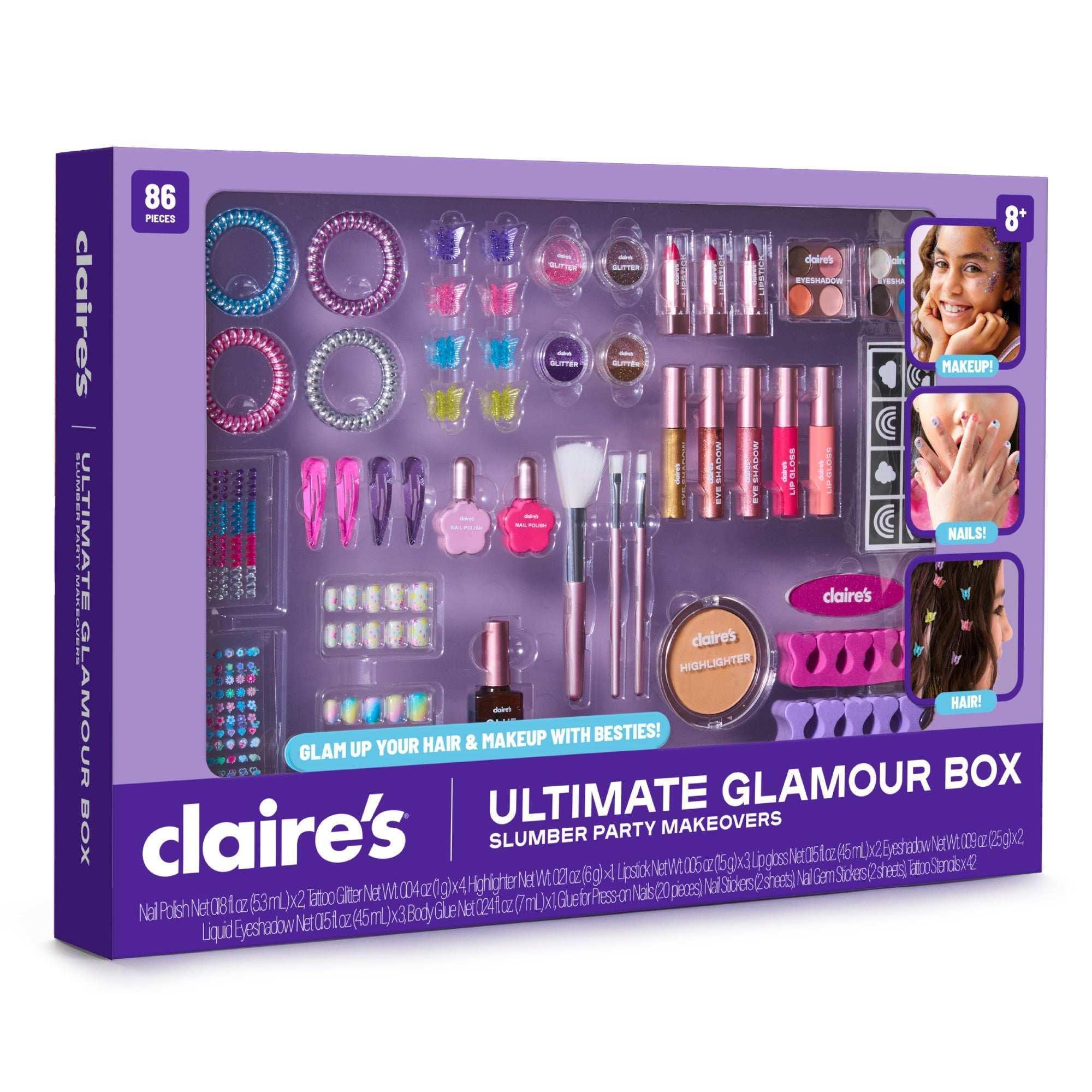 Claire’s® Ultimate Glamour Box Slumber Party Makeover Set, Kids Makeup Kit, Girls Slumber Party, Ages 8+ - Image 7