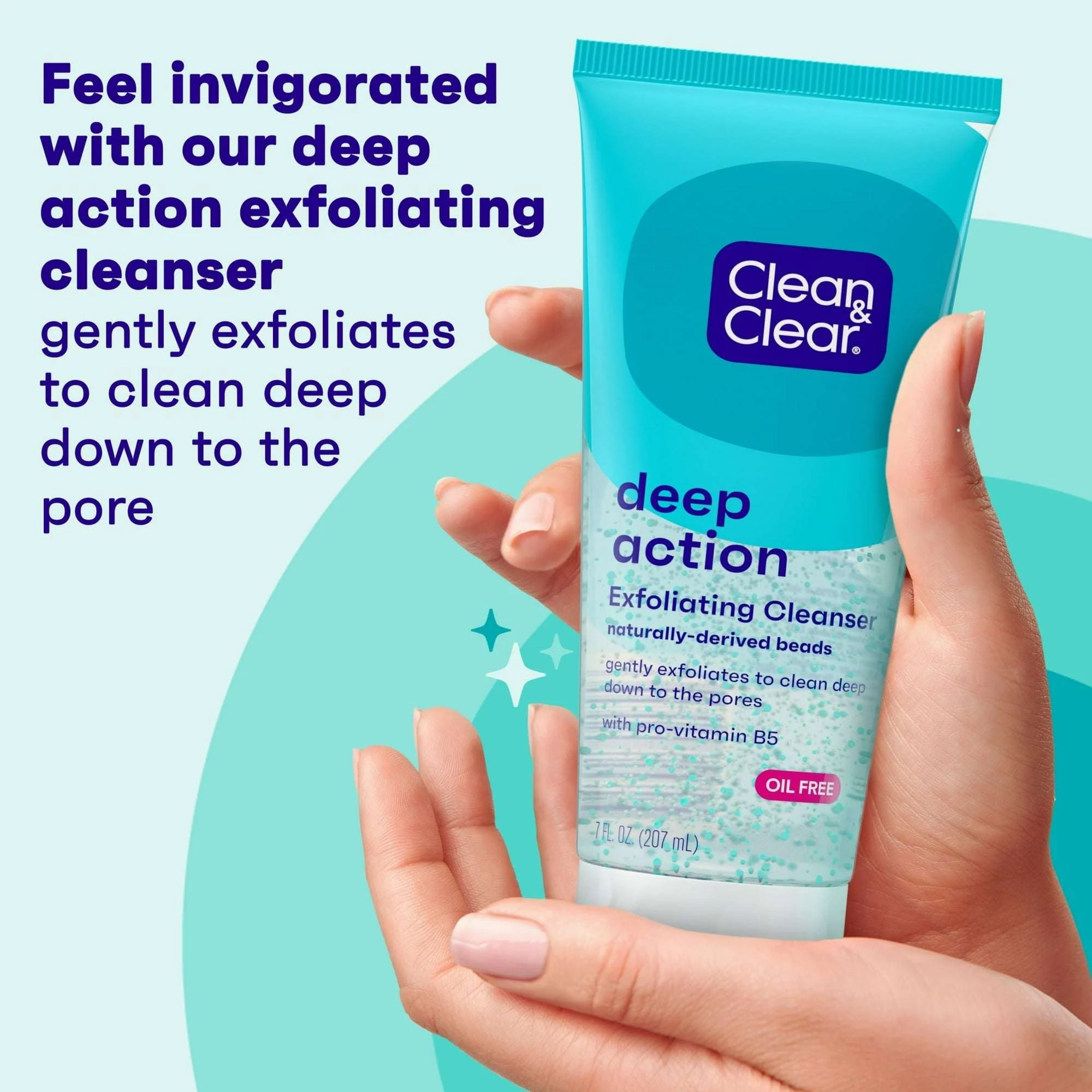 Clean Clear Oil-Free Deep Action Exfoliating Acne Face Wash, Facial Cleanser, 7oz - Image 2
