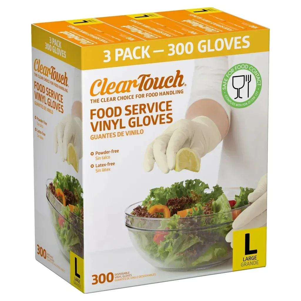 Clear-Touch Vinyl Food Service Gloves, 100-count, 3-pack - Image 3