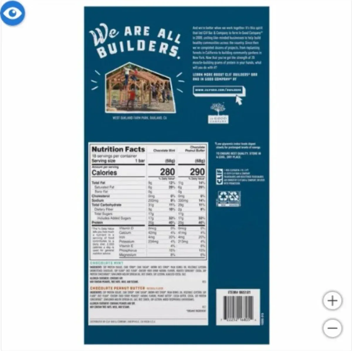 Clif Builder's Protein Bar, Variety Pack, 2.40 oz, 18-count - Image 3