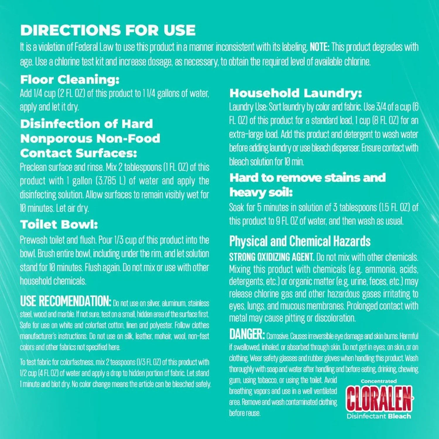 Cloralen Concentrated Household Cleaning Liquid Bleach, 3pk., 121 fl. oz. Each - Image 3