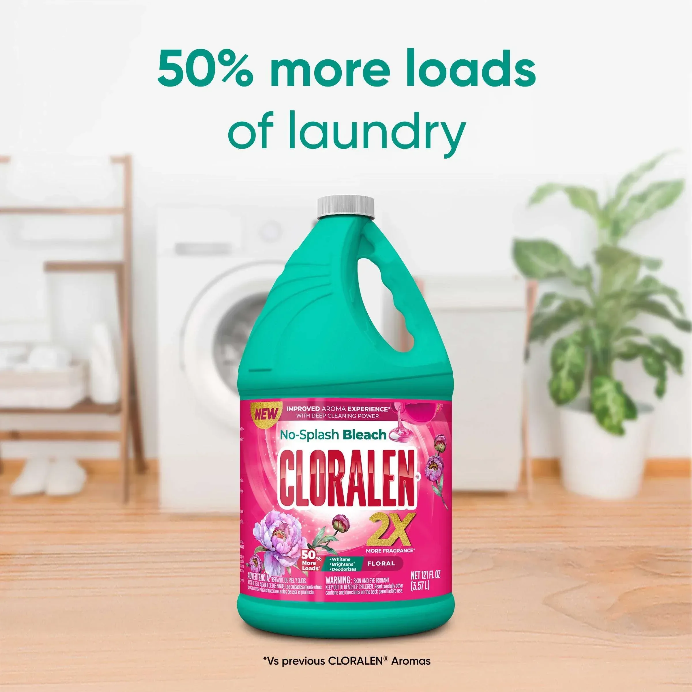 Cloralen No-Splash Liquid Scented Bleach, All Purpose Cleaner - Floral Scent, 121 fl oz - Image 2