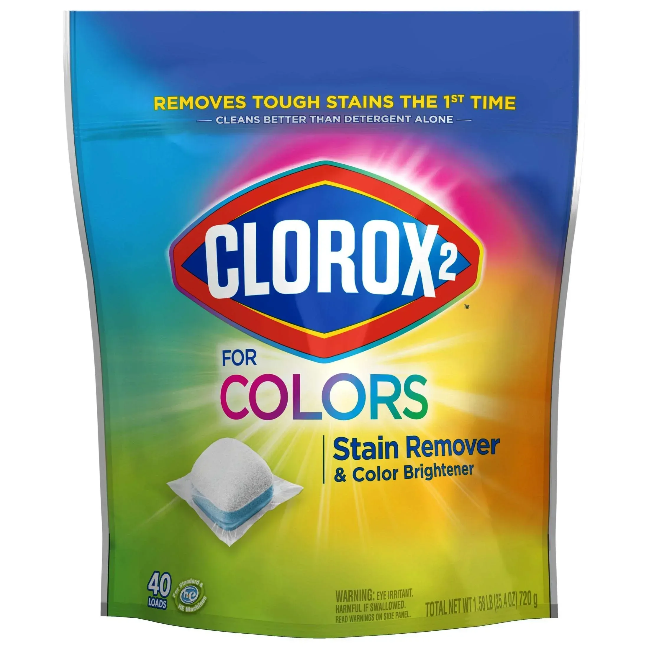 Clorox 2 for Colors Laundry Stain Remover and Color Booster Pods, Regular, 25.4 oz, 40 Count - Image 2