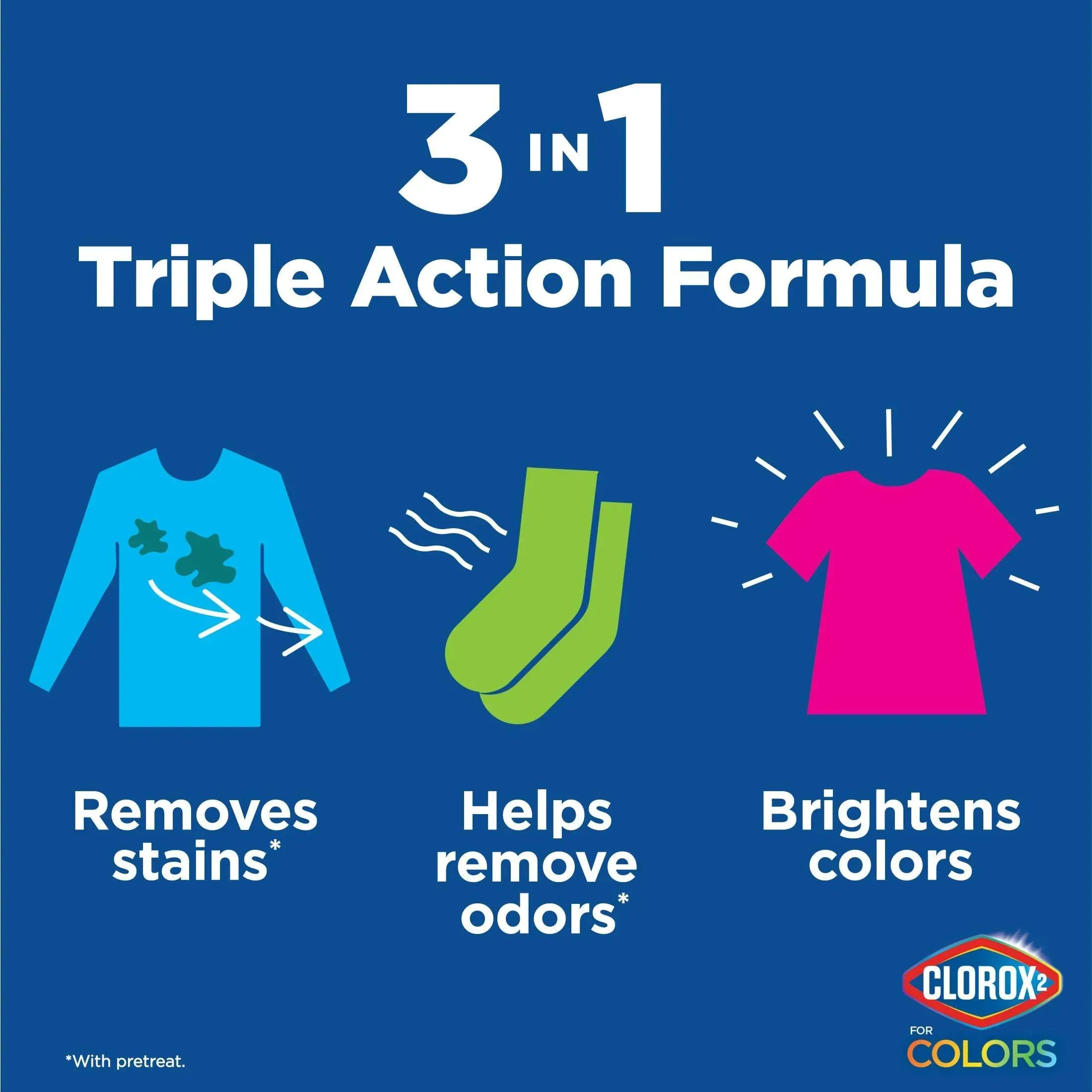 Clorox 2 for Colors Laundry Stain Remover and Color Booster Pods, Regular, 25.4 oz, 40 Count - Image 3
