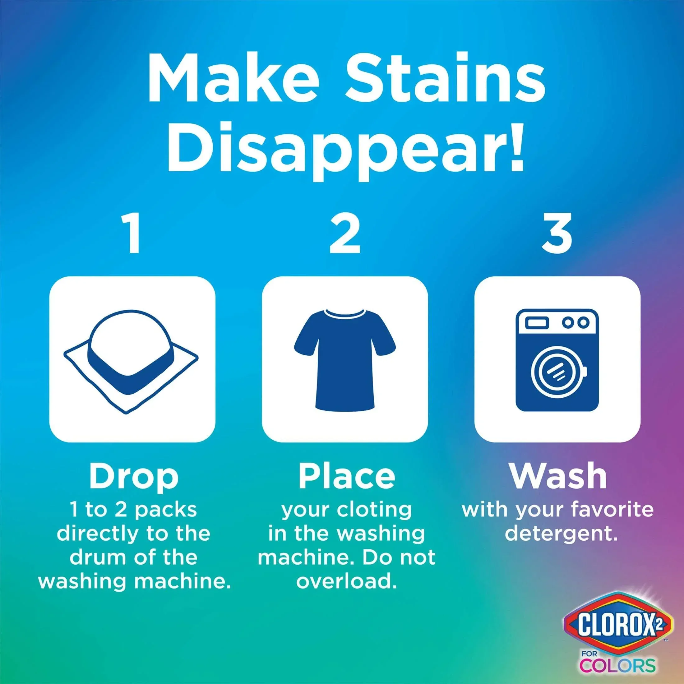 Clorox 2 for Colors Laundry Stain Remover and Color Booster Pods, Regular, 25.4 oz, 40 Count - Image 7
