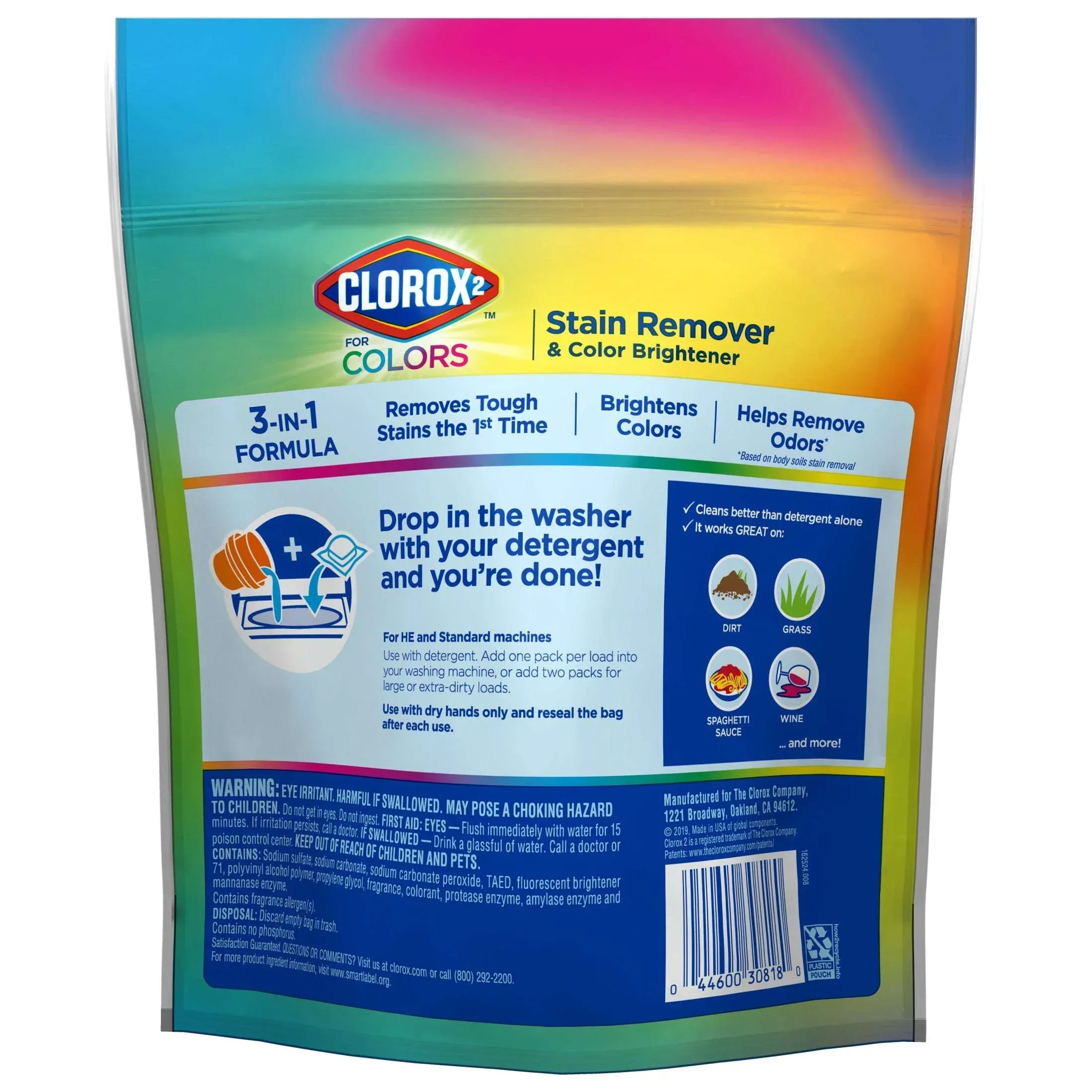 Clorox 2 for Colors Laundry Stain Remover and Color Booster Pods, Regular, 25.4 oz, 40 Count - Image 9