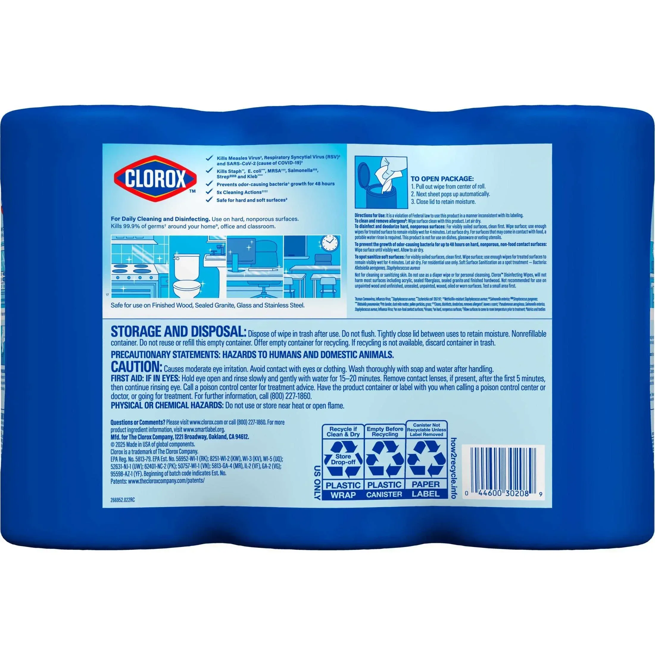 Clorox Disinfecting and Cleaning Wipes, Crisp Lemon and Fresh Scent, 75 Count Each, 3 Pack - Image 5