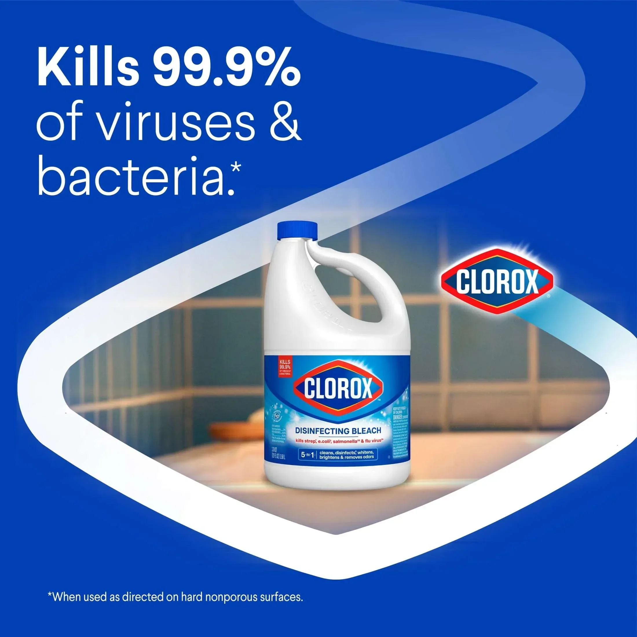 Clorox Disinfecting Liquid Bleach Cleaner, Regular Scent, 121 fl oz - Image 3