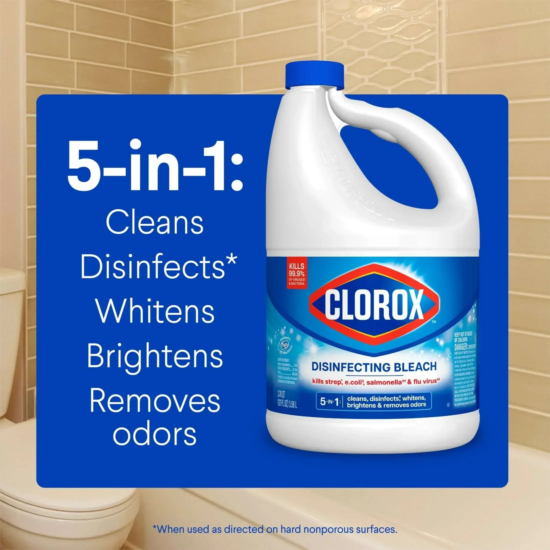 Clorox Disinfecting Liquid Bleach Cleaner, Regular Scent, 121 fl oz - Image 4