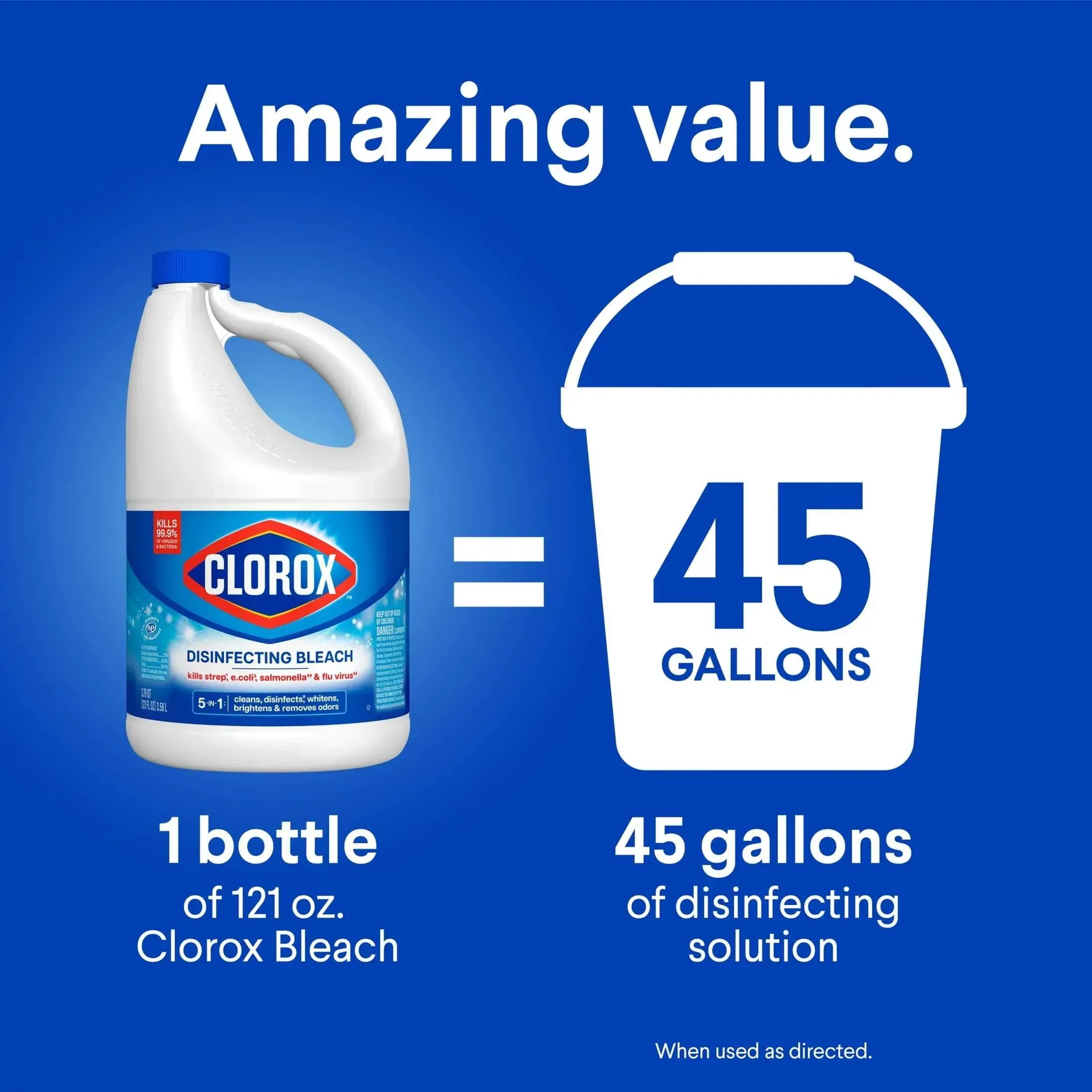 Clorox Disinfecting Liquid Bleach Cleaner, Regular Scent, 121 fl oz - Image 8