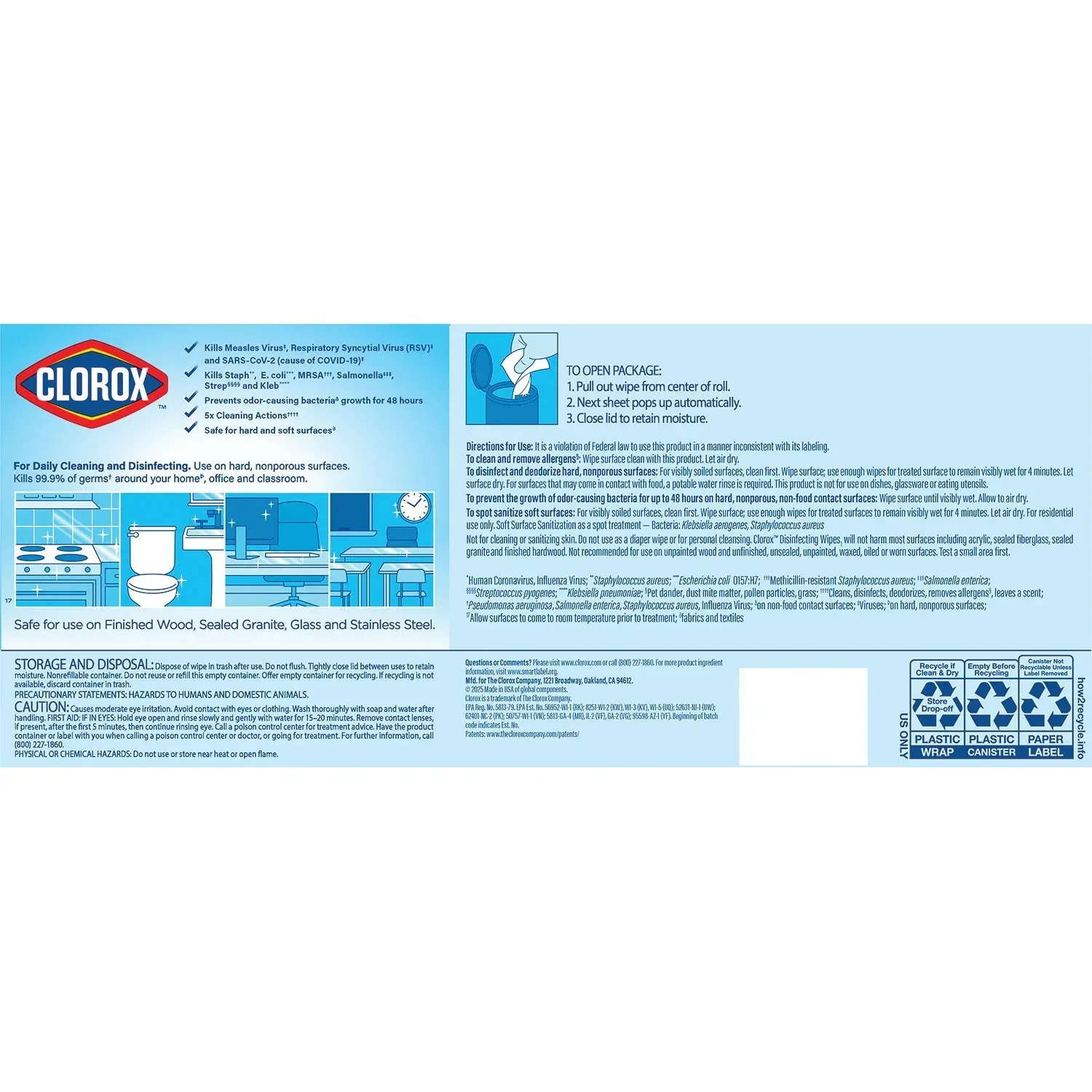 Clorox Disinfecting Wipes, Variety Pack, Fresh Scent and Crisp Lemon, 5 pack ct., 425 wipes total - Image 2