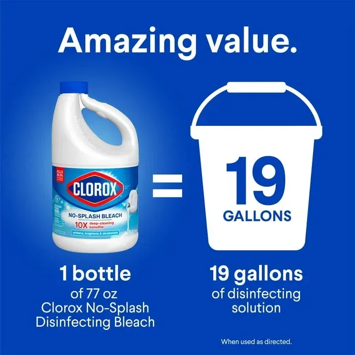 Clorox Splash-Less Liquid Bleach, Regular Scent, 77 fl oz - Image 5