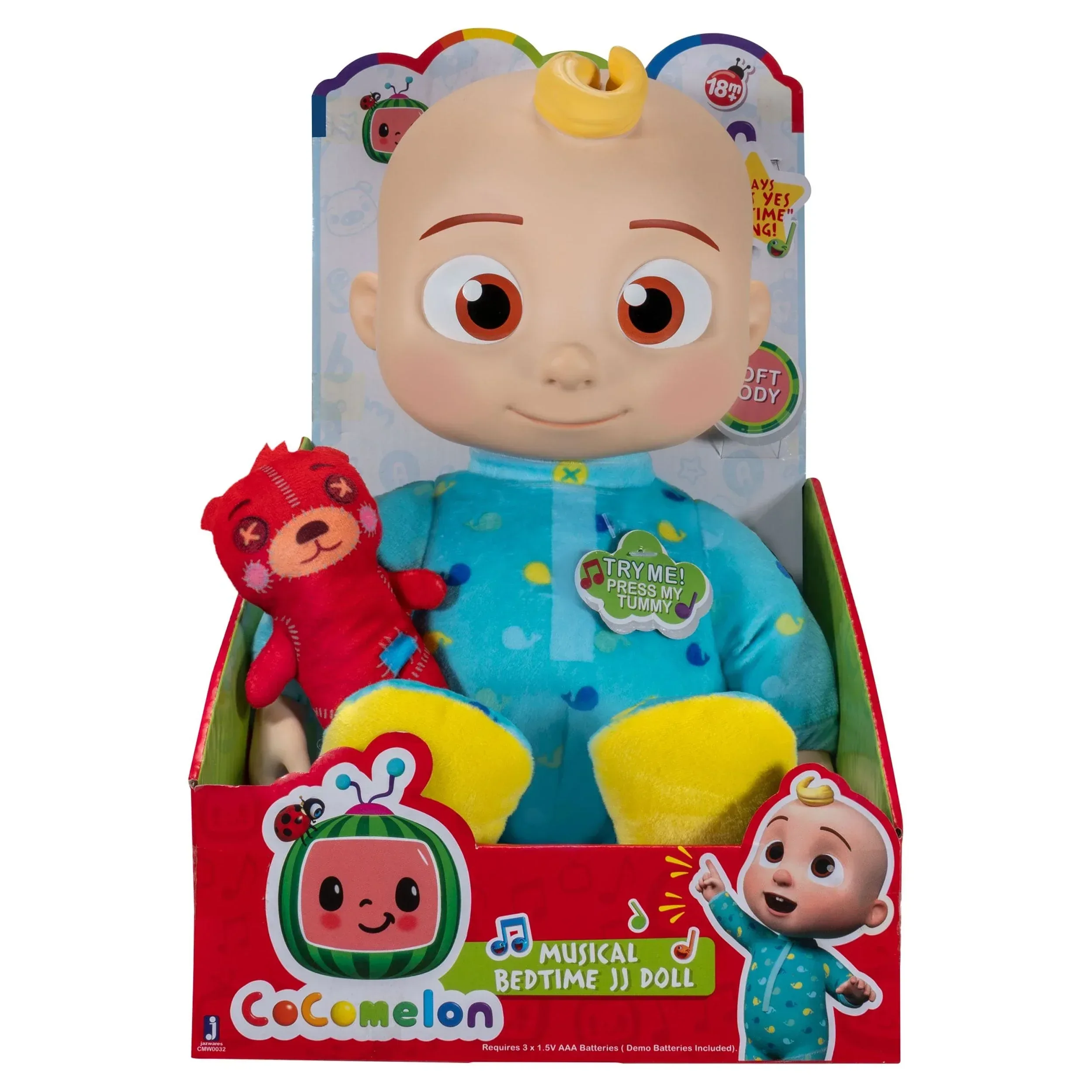 CoComelon Musical Bedtime JJ 12 inch Doll - Soft Plush Body – Includes Feature Plush and Small Teddy Bear Plush - Image 3