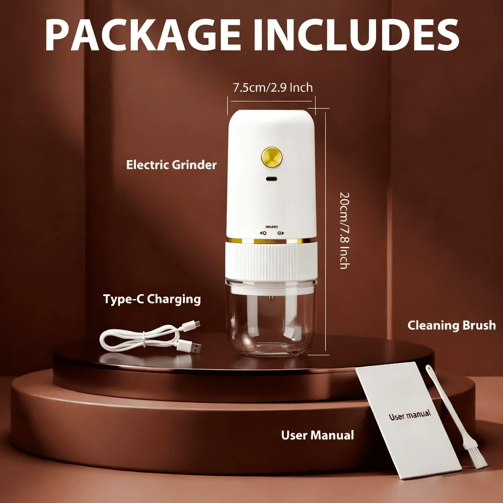 Coffee Grinder Electric,Electric Coffee Grinders Mannual for Home Use, Adjustable & Portable,Stainless Steel, White - Image 4