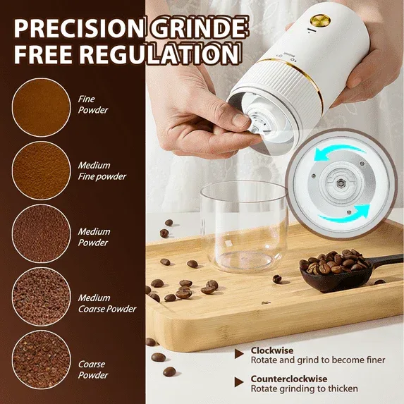 Coffee Grinder Electric,Electric Coffee Grinders Mannual for Home Use, Adjustable & Portable,Stainless Steel, White - Image 8