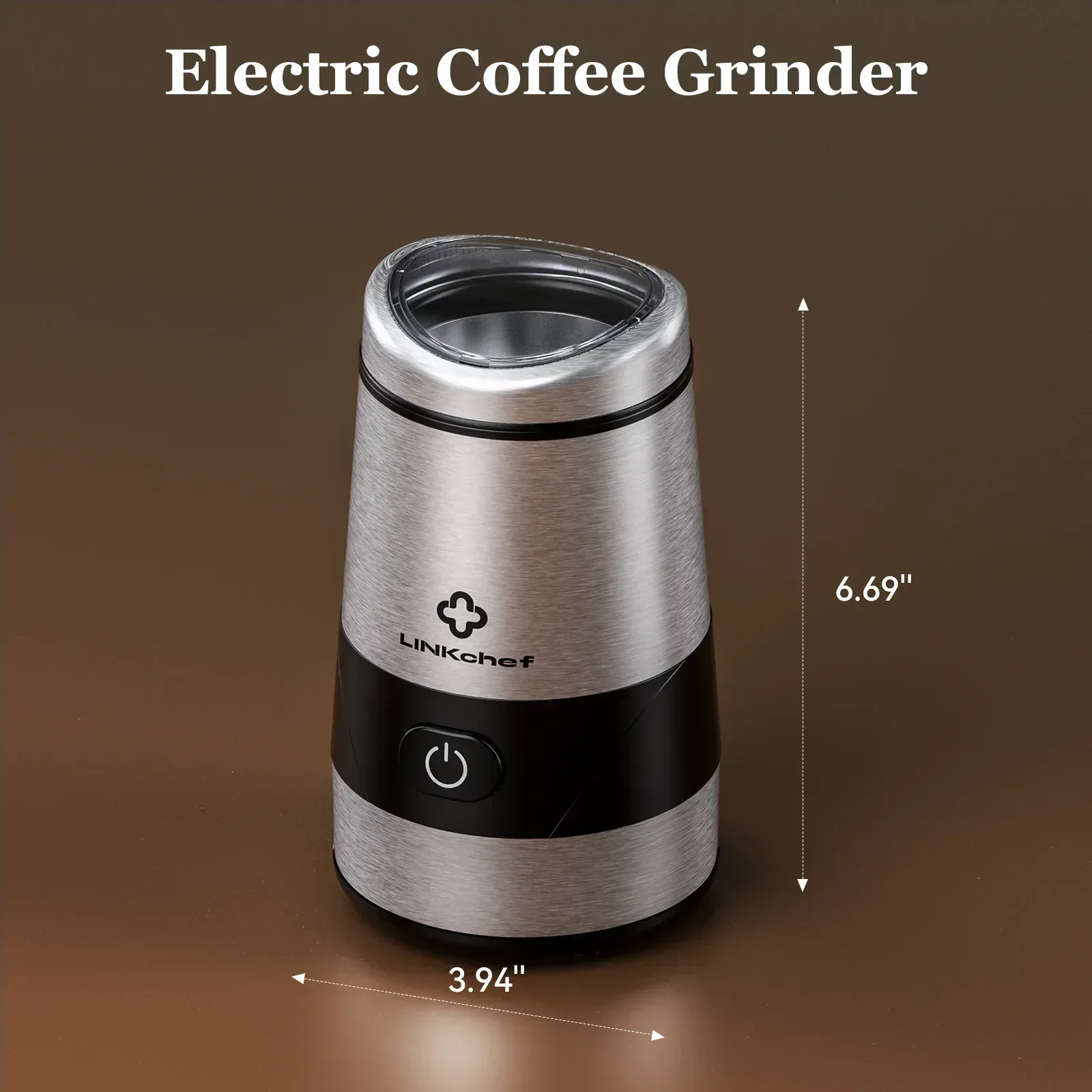 Coffee Grinder, LINKChef Quiet Spice Grinder, One Touch Coffee Mill for Beans, Spices and More - Image 2