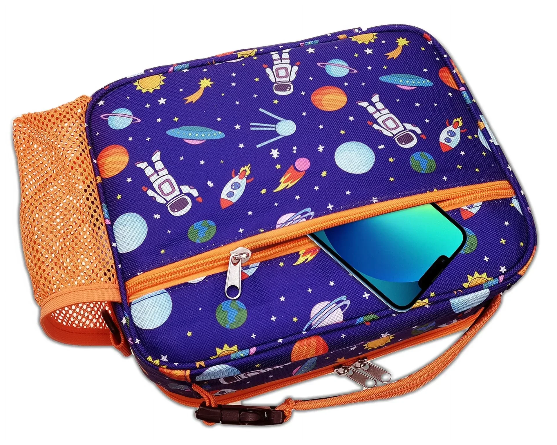 ComfiTime Lunch Bag for Kids – Insulated Lunch Box for Girls and Boys, Cute Reusable Cooler Bag with Zipper Pockets, Bottle Holder, Padded Handles and Shoulder Strap (Blue Camouflage) - Image 12