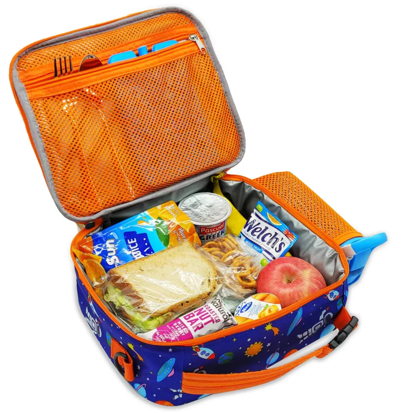 ComfiTime Lunch Bag for Kids – Insulated Lunch Box for Girls and Boys, Cute Reusable Cooler Bag with Zipper Pockets, Bottle Holder, Padded Handles and Shoulder Strap (Blue Camouflage) - Image 14