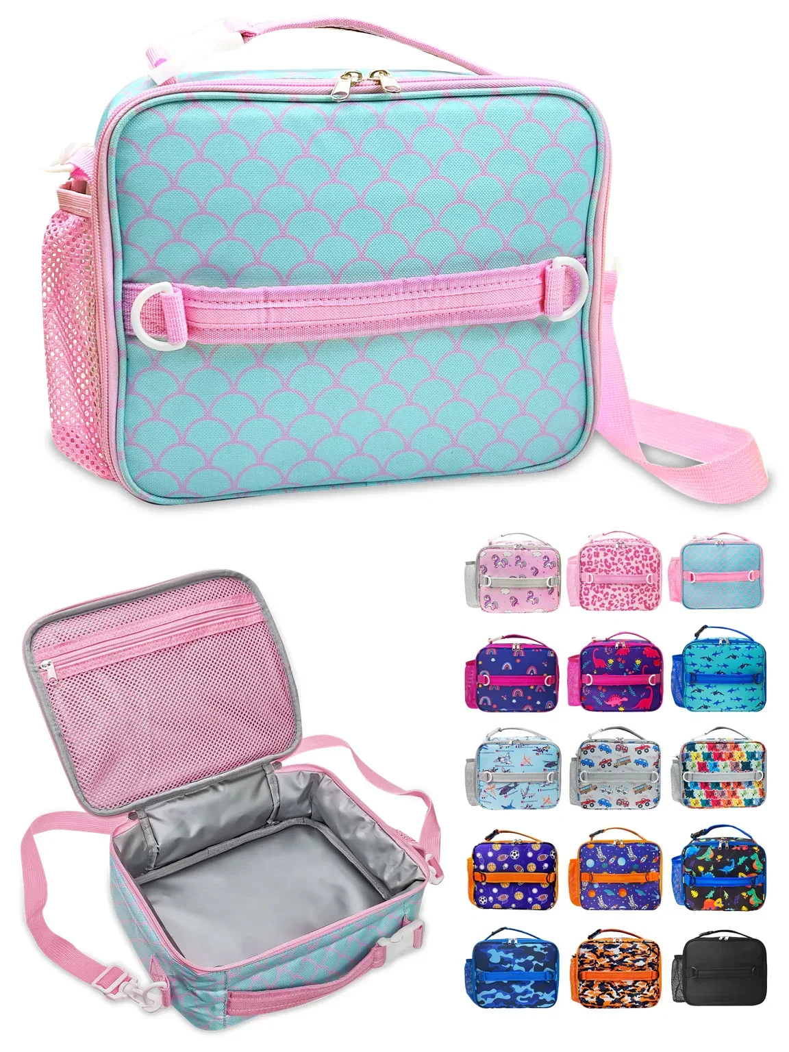 ComfiTime Lunch Bag for Kids – Insulated Lunch Box for Girls and Boys, Cute Reusable Cooler Bag with Zipper Pockets, Bottle Holder, Padded Handles and Shoulder Strap (Blue Camouflage) - Image 17