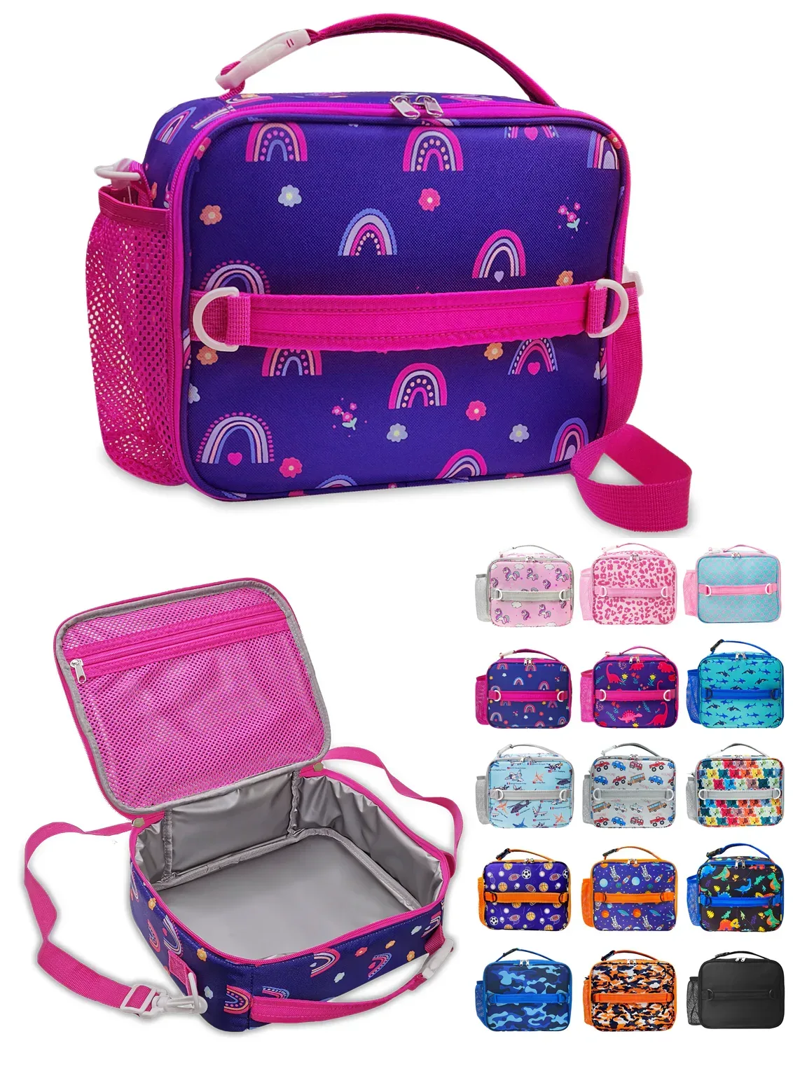 ComfiTime Lunch Bag for Kids – Insulated Lunch Box for Girls and Boys, Cute Reusable Cooler Bag with Zipper Pockets, Bottle Holder, Padded Handles and Shoulder Strap (Blue Camouflage) - Image 23
