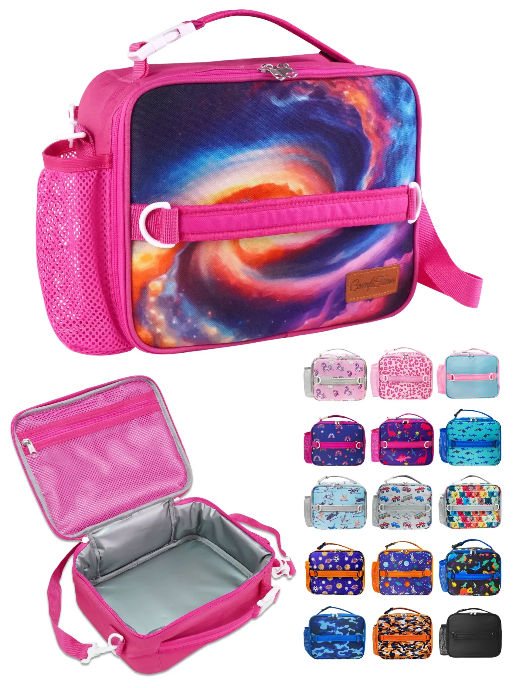 ComfiTime Lunch Bag for Kids – Insulated Lunch Box for Girls and Boys, Cute Reusable Cooler Bag with Zipper Pockets, Bottle Holder, Padded Handles and Shoulder Strap (Blue Camouflage) - Image 24