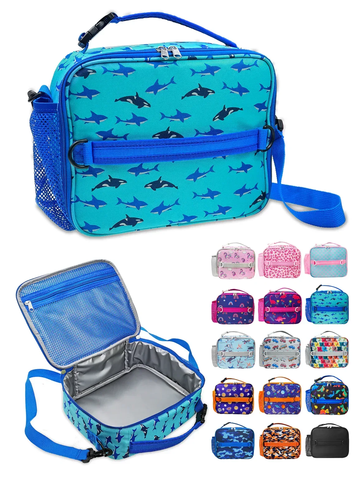 ComfiTime Lunch Bag for Kids – Insulated Lunch Box for Girls and Boys, Cute Reusable Cooler Bag with Zipper Pockets, Bottle Holder, Padded Handles and Shoulder Strap (Blue Camouflage) - Image 25