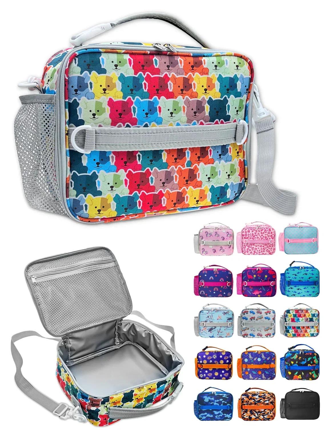 ComfiTime Lunch Bag for Kids – Insulated Lunch Box for Girls and Boys, Cute Reusable Cooler Bag with Zipper Pockets, Bottle Holder, Padded Handles and Shoulder Strap (Blue Camouflage) - Image 26