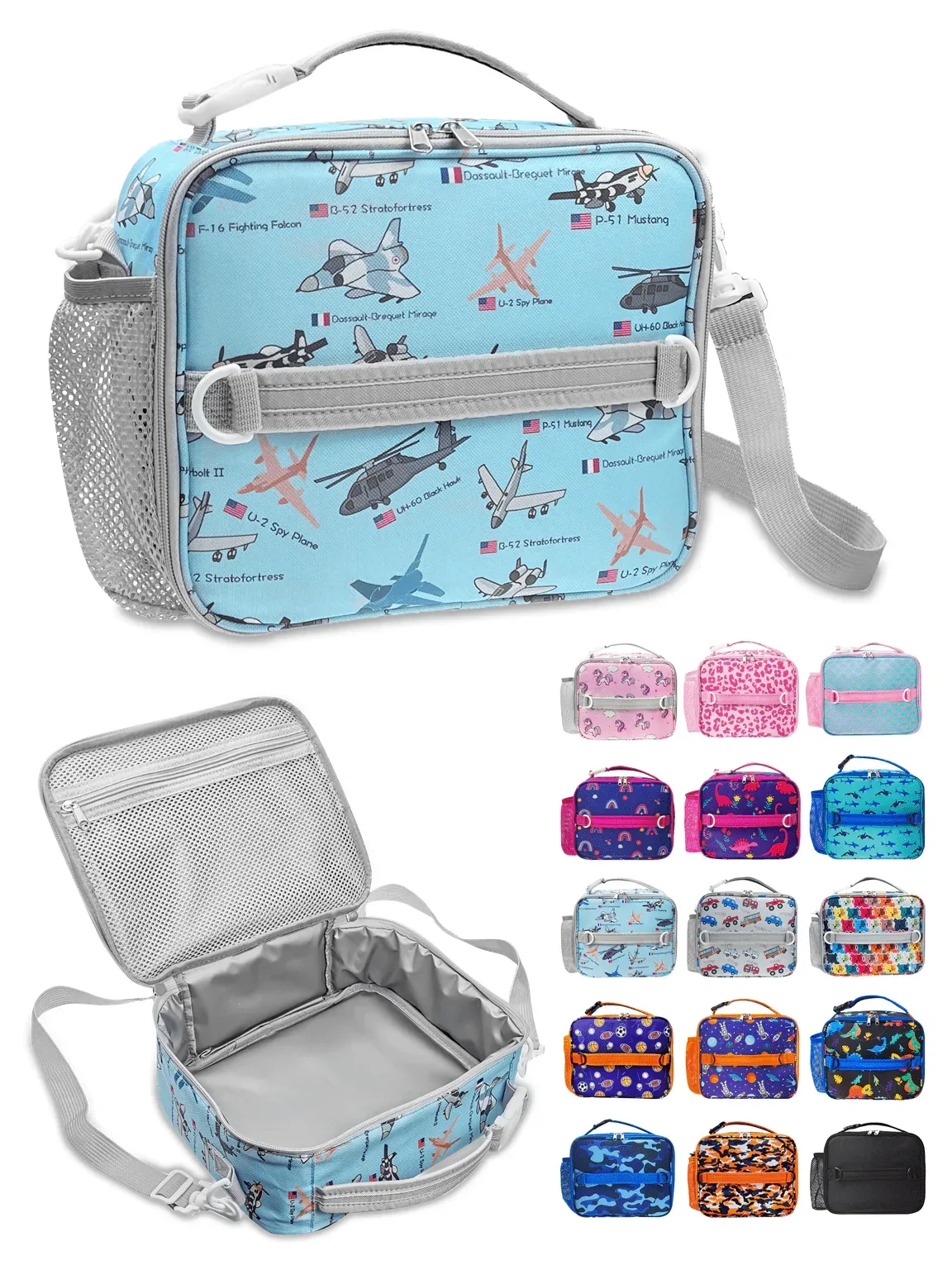 ComfiTime Lunch Bag for Kids – Insulated Lunch Box for Girls and Boys, Cute Reusable Cooler Bag with Zipper Pockets, Bottle Holder, Padded Handles and Shoulder Strap (Blue Camouflage) - Image 28
