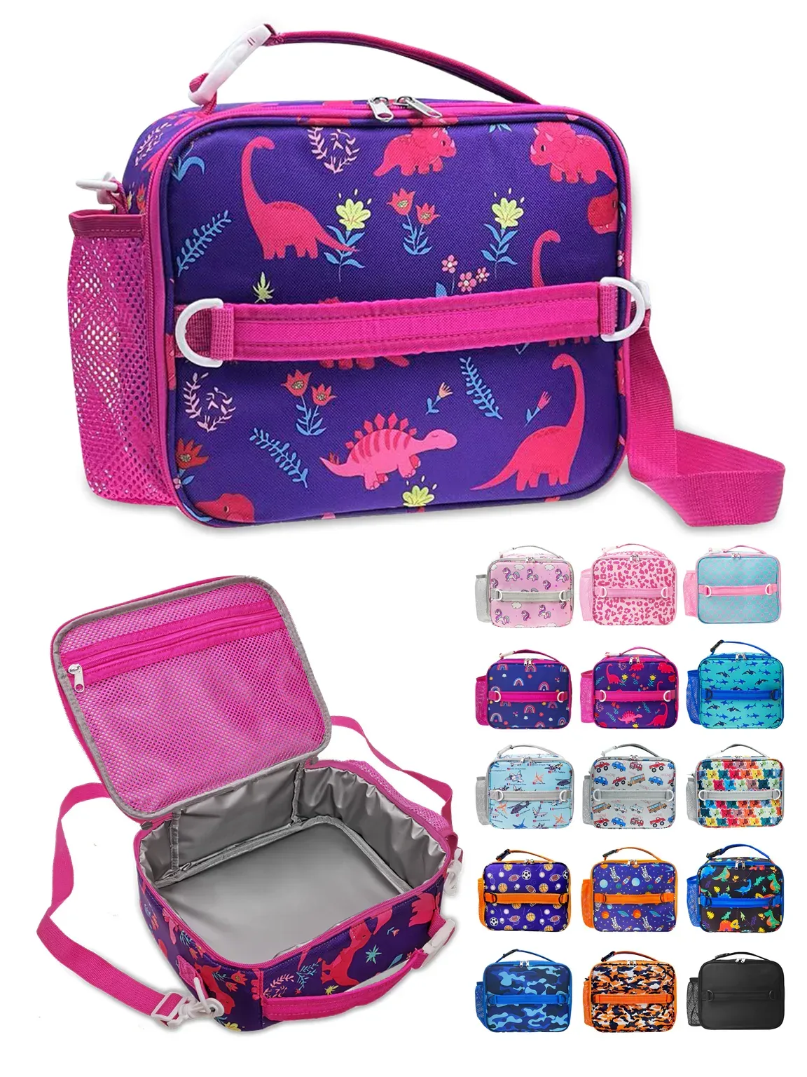 ComfiTime Lunch Bag for Kids – Insulated Lunch Box for Girls and Boys, Cute Reusable Cooler Bag with Zipper Pockets, Bottle Holder, Padded Handles and Shoulder Strap (Blue Camouflage) - Image 29