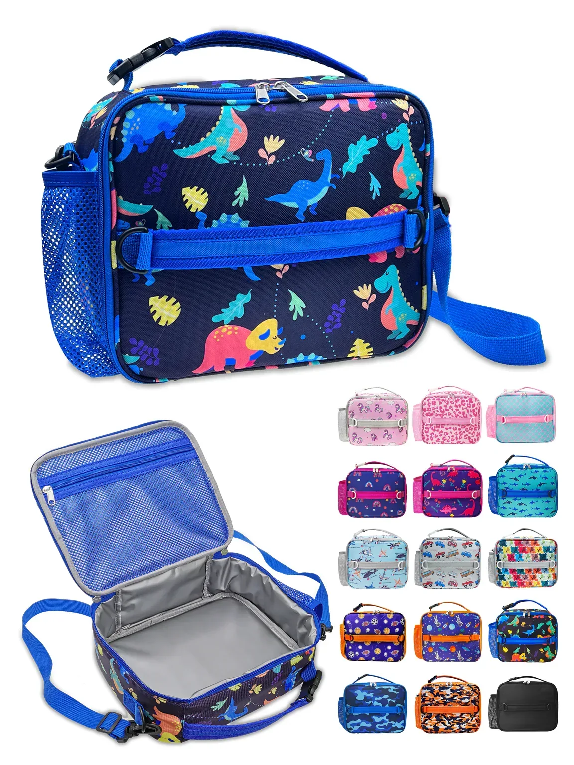 ComfiTime Lunch Bag for Kids – Insulated Lunch Box for Girls and Boys, Cute Reusable Cooler Bag with Zipper Pockets, Bottle Holder, Padded Handles and Shoulder Strap (Blue Camouflage) - Image 30