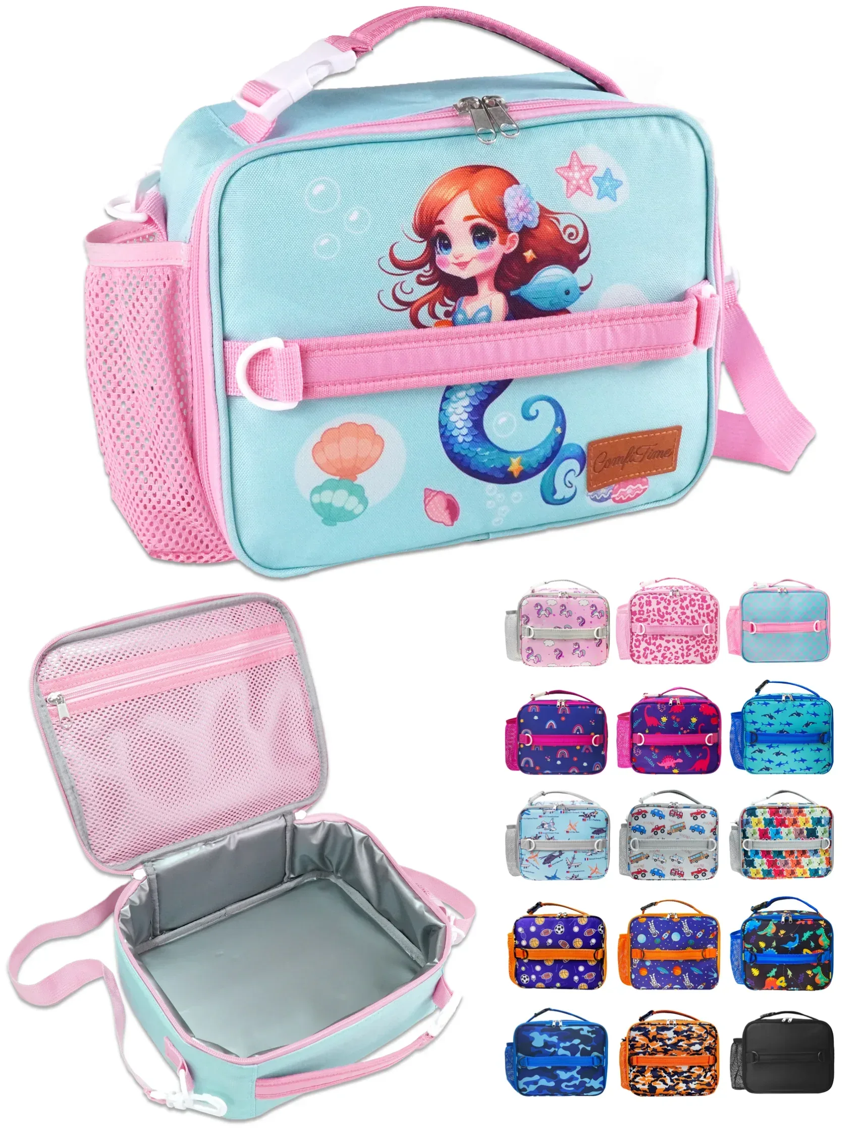 ComfiTime Lunch Bag for Kids – Insulated Lunch Box for Girls and Boys, Cute Reusable Cooler Bag with Zipper Pockets, Bottle Holder, Padded Handles and Shoulder Strap (Blue Camouflage) - Image 34