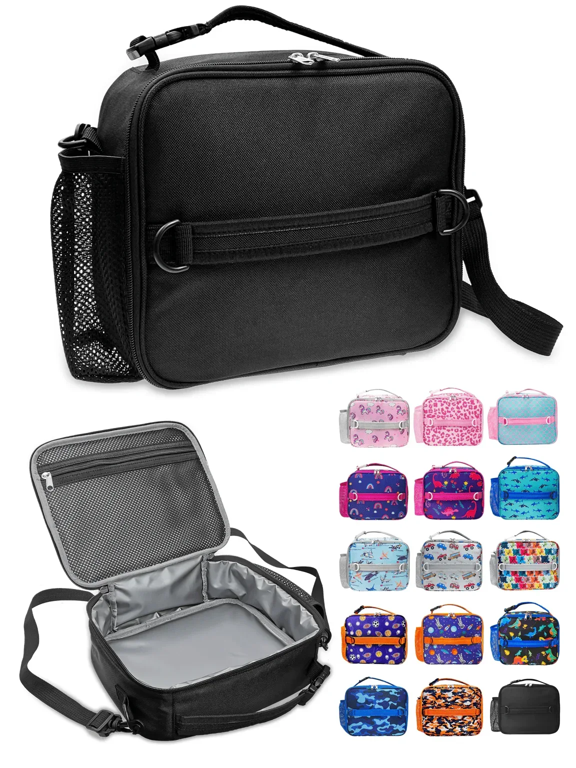 ComfiTime Lunch Bag for Kids – Insulated Lunch Box for Girls and Boys, Cute Reusable Cooler Bag with Zipper Pockets, Bottle Holder, Padded Handles and Shoulder Strap (Blue Camouflage) - Image 36